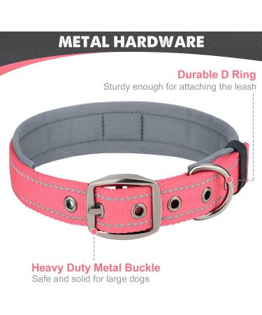 Joytale Extra Large Dog Collar - Softly Padded Neoprene Reflective Nylon Wide Collar for XL Dogs - Pink (1 Pack) - Buy Online on GoSupps.com