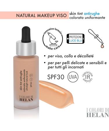  Helan Helan I Colori di Helan - Skin Tint Ultra-light and even anti-wrinkle foundation with SPF 30 vitamins C and E makeup cream natural cream for all skin tones 30ml - Buy Online on GoSupps.com