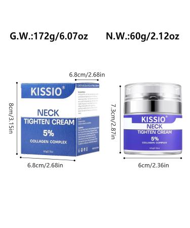 KISSIO 5% Collagen Neck Cream - Firming Lifting & Hydrating Peptide Cream for All Skin Types - 2.12 Oz - Buy Online on GoSupps.com