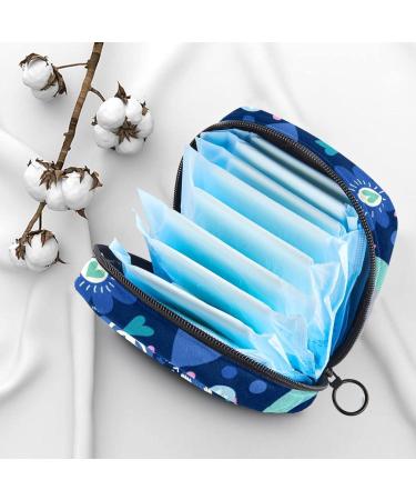 Menstruation Pad Bag with Zipper | Stylish Women's Napkin & Tampon Organizer | Blue Forest Animal Pattern - Buy Online on GoSupps.com