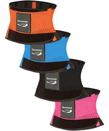 Tecnomed Latex Back Support Belt - Men & Women Waist Lumbar Brace for Lower Back Pain Relief - Black - Buy Online on GoSupps.com