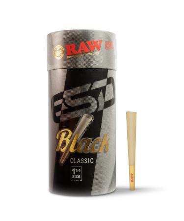 RAW Cones Classic Black 1-1/4 Size | 100 Pack | Natural Pre Rolled Rolling Paper Pressed Extra Fine for Thin, Slow Burning, Naturally Translucent Paper with Tips & Packing Tubes Included 100 Count (Pack of 1) - Buy Online on GoSupps.com