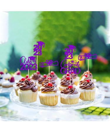 2023 Graduation Theme Cupcake Toppers Class of 2023 Cupcake Toppers Graduation 2023 Congrats Grad Cap Diploma Cupcake Party Cake Decorations Supplies Purple Glitter 12 Pcs - Buy Online on GoSupps.com