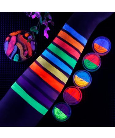 Ecofavor Water Activated UV Reactive Pastel Cake Eyeliner - 10 Colors Hydra Eye Liner for Face & Body - Glow in Blacklight for Halloween & Club Makeup - Buy Online on GoSupps.com