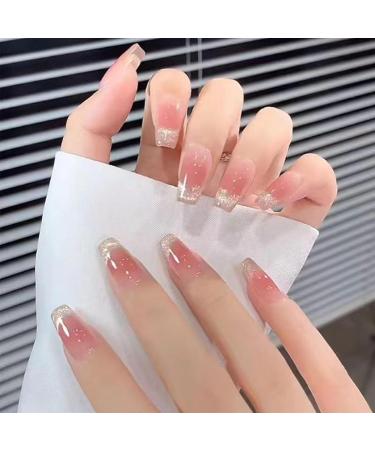 Zahrvia Soft Gel Press On Nails - 30 Set Color Charge Pink Quadrato Form | Salon Quality Full Cover Fake Nails | Medium Length & Comfortable Fit - Buy Online on GoSupps.com