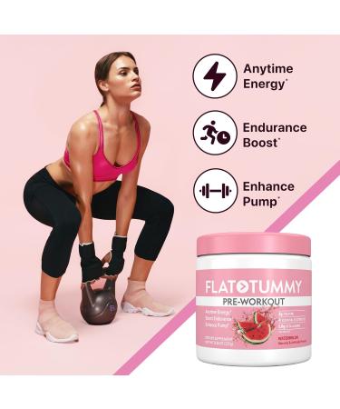 Flat Tummy Pre Workout Powder for Women Energy Endurance and Muscle Support with 3g Creatine 1.6g Beta-Alanine Electrolytes Watermelon Flavor 30 Servings - Buy Online on GoSupps.com