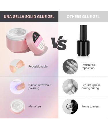 UNA GELLA Solid Gel Nail Glue - 2 Pieces 35ML | Super Adhesive for Press On & Acrylic Nails | DIY Nail Art - Lamp Curing Needed - Buy Online on GoSupps.com