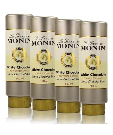 4x Monin White Chocolate Sauce 500 ml - White Chocolate Flavoured Sauce
