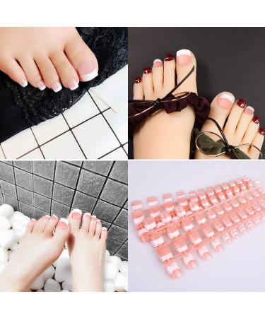 240Pcs Natural Fake Toenail Tips Set - Pink & White French False Toe Nail Tips for DIY Foot Manicure - Mwoot - Buy Online on GoSupps.com
