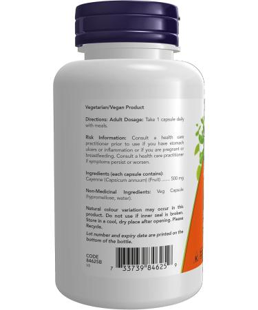 NOW Supplements Cayenne 500mg Capsules 100 Count - Buy Online on GoSupps.com