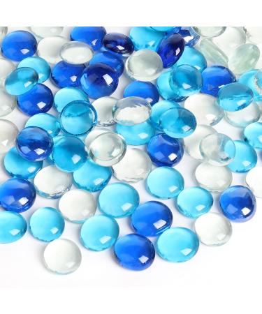 FUTUREPLUSX Flat Glass Marbles 1Lb, 100PCS Fill 0.3L Vol. Premium Blue Mixed Color Flat Gems Fish Tank Rocks Vase Filler Beads Table Scatter Dcor Mixed Blue - Buy Online on GoSupps.com