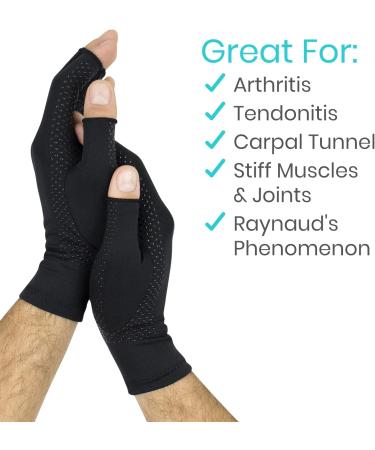 Copper Infused Fingerless Arthritis Gloves for Men & Women - Therapeutic Compression for Swelling, Carpal Tunnel, Tendonitis, Edema & Finger Pain - Non-Slip Comfort - Medium Size - Buy Online on GoSupps.com