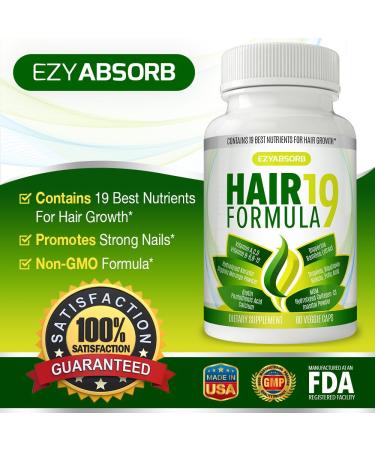 EzyAbsorb Hair Vitamins - Nourish Hair Follicles & Scalp, Promotes Faster Growth | Hair Growth Herbals for Longer, Stronger, Thicker Hair - Buy Online on GoSupps.com