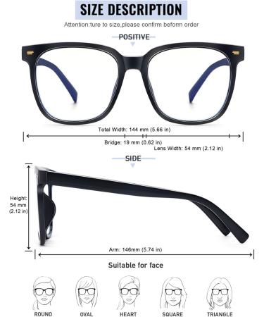 Shop Oversized Blue Light Blocker Glasses for Women | Square Computer Eyeglasses to Reduce Eye Strain - Black - Buy Online on GoSupps.com