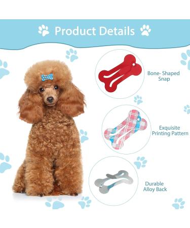 50pc Bone Shaped Dog Hair Clips | Multicolor Small Snap Barrettes for Pets - 25 Styles Available - Buy Online on GoSupps.com