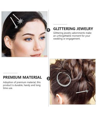 Lurrose 2 Sets Stars and Moon Hair Clips - Rhinestone Star and Moon Barrettes for Women and Girls - Silver Metal Alloy Hair Accessories - Buy Online on GoSupps.com