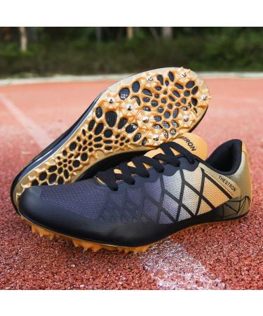 THESTRON Professional Spikes Track & Field Shoes - Unisex Racing Sneakers (Black/Gold) - Buy Online on GoSupps.com