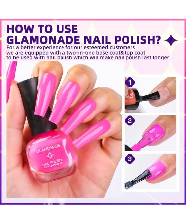 Glamonade Fluorescent Nail Polish Set - 6 Vibrant Colors, Water Based Formula, Non-Toxic, 0.24 oz Each, Rounded Brush Design - Ideal for Beginners - Buy Online on GoSupps.com