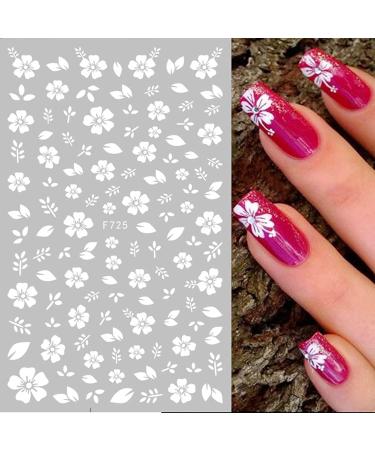 White Flower Nail Art Stickers - 3D Self Adhesive Cherry Blossom Design - Manicure DIY Decoration - 4 Sheets - Buy Online on GoSupps.com