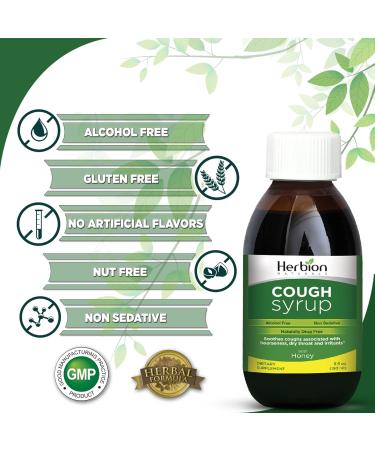 Herbion Naturals Cough Syrup with Honey - Cough Relief & Sore Throat Soothing - Immune Support for Adults & Kids 13+ - 5 FL Oz - Buy Online on GoSupps.com
