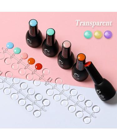 120 Pcs Round Transparent False Nail Display Tips with Adhesive Sticker - Nail Art Color Display Chart for Polish Training and Practicing - Buy Online on GoSupps.com