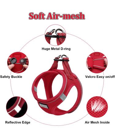 Suredoo Reflective Dog Harness with Leash - Anti-Train Chest Harness for Small Dogs & Cats - Red XS - Buy Online on GoSupps.com
