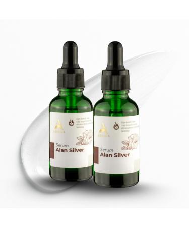 ABERA Alan Silver Serum Botanical Hydrating Serum for Dry & Sensitive Skin Nourishes & Moisturizes with Black Ginger Cedar Oil & Neem Lightweight Formula for All Skin Types (2 Boxes)