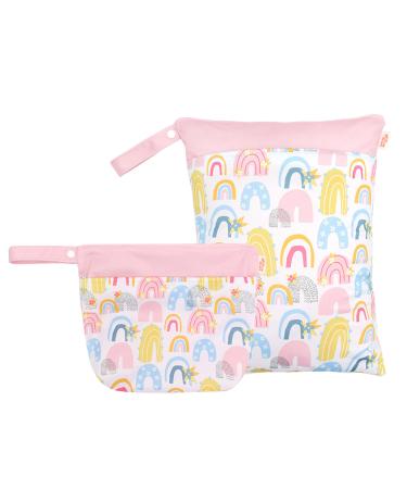 Maeau 2 pieces Wetbag fabric diaper windbag baby wetbag organizer bags nasty kindergarten wet bag reusable wetbag washable gym bag waterproof 20x28cm + 30x40cm 19 pattern 19 (20*28cm + 30cm)