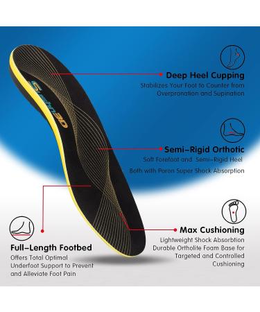 Sushn3D Plantar Fasciitis Insoles - Arch Support Gel Inserts for Men and Women - Foot Pain Relief for Running and Athletic Shoes - Black, Men 10-12.5 / Women 12-14.5 - Buy Online on GoSupps.com