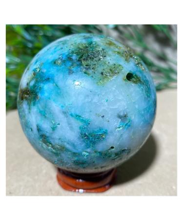 Blue Pine Stone Symbiont Crystal Quartz Natural Sphere Minerals Handwork Ball House Decoration Home +Stand 1pc (Color : 310-320g)