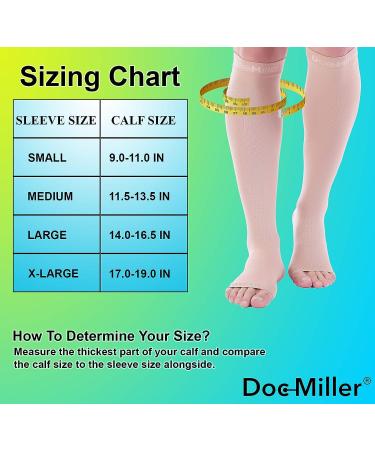 Doc Miller Open Toe Compression Socks 8-15 mmHg - 1 Pair for Women & Men | Support Shin Splints, Varicose Veins, Recovery | Large Size - Buy Online on GoSupps.com