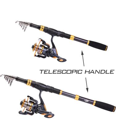 Soougayilang 2.4m Telescopic Fishing Rod & Spinning Roller Combo Carbon Fiber for Salt & Fresh Water Durable & Portable with Carrying Bag - Buy Online on GoSupps.com