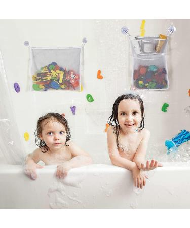 2 Set Bath Toy Organizer for Kids - Quick Dry Storage Net for Mesh Toys, Shower Organizer Bag with Hooks and Suction Cups - Buy Online on GoSupps.com