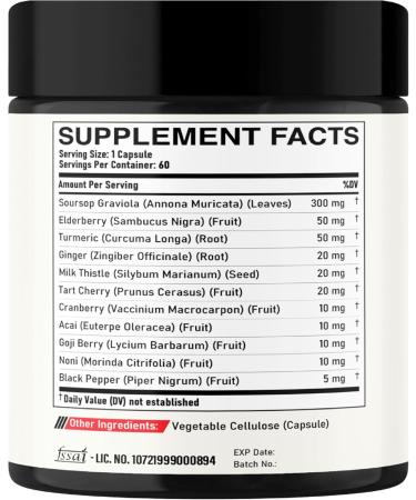 DEDICAD 11in1 Graviola Soursop Capsules - Blended with Elderberry, Turmeric, Ginger, Milk Thistle, Cranberry & More - Support Positive Mood, Immune System & Body Management - Buy Online on GoSupps.com