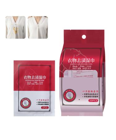 Yeluptu Clothes Stain Removal Wipes Clothing Stain Removal Wipes Stain Remover Wipes Stain Removal Wet Wipes Clothing Stain Removal Wet Wipes Wipe and Go Instant Stain Remover (20PCS)