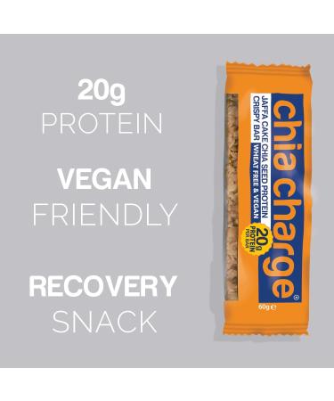 Chia Charge Vegan Protein Bar - 20g Plant Powered Protein - Dairy, Gluten, and Palm Oil Free - Jaffa Cake Flavor - 10 x 60g Pack - Buy Online on GoSupps.com
