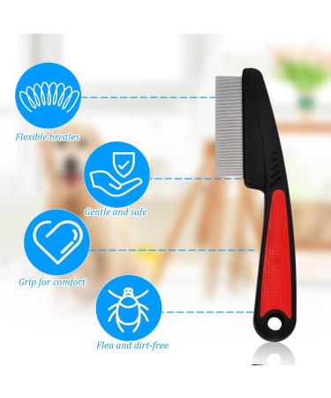 Professional Flea Comb for Dogs & Cats - Stainless Steel 2-Piece Pet Care Set for Lice Removal & Stain Protection - Buy Online on GoSupps.com