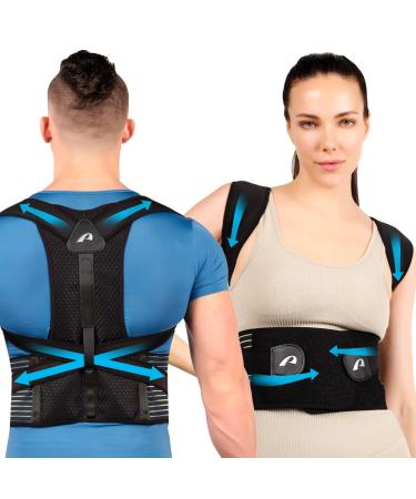 Back Brace Posture Corrector for Women and Men Shoulder Straightener Posture Corrector Adjustable Full Back Support Back Pain Relief - Scoliosis Hunchback Hump Thoracic Spine Corrector Black Small