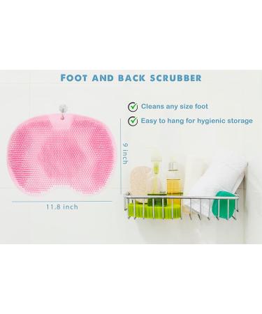 Wall-Mounted Silicone Shower Back Scrubber with Suction Cups - Pink | Body & Foot Scrubber with Hook for Men and Women - Buy Online on GoSupps.com
