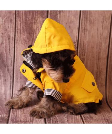 Medium Yellow Dog Raincoat Jacket with Zip-Up Hoodie | Water Resistant Stylish Dog Raincoats - Buy Online on GoSupps.com