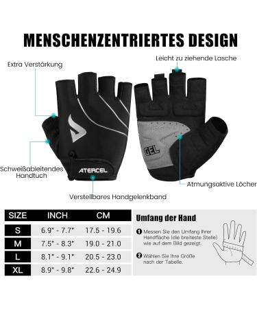 Atercel Bicycle Gloves for Men & Women - 5mm SBR Padding Shock-Damping MTB Gloves - Durable Comfortable Sports Gear - Black - Buy Online on GoSupps.com