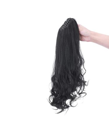 Clip In Ponytail Braid Hair Extension - 45cm Dark Black Claw-On Straight to Wavy Hairpiece - Buy Online on GoSupps.com
