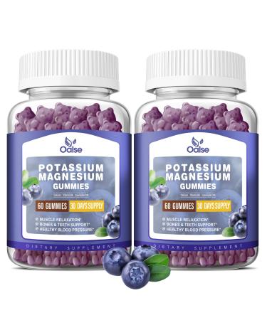 Potassium Magnesium Gummies for Adults Kids High Absorption Potassium Citrate 99mg Magnesium Citrate 400mg Chewable Gummy Supplements for Leg Cramps & Muscle & Heart Health Blueberry 60 Count Blueberry 60 Count (Pack of 1)