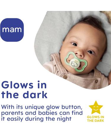 MAM Air Night Soothers 16+ Months (Pack of 2) Glow in the Dark Baby Soothers with Self Sterilising Travel Case Newborn Essentials Blue (Designs May Vary) Blue Night 1 12+ M Soother - Buy Online on GoSupps.com