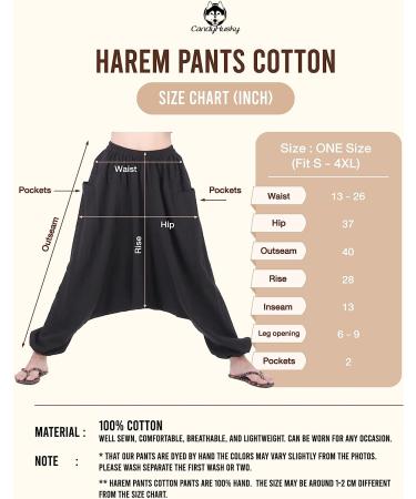 CandyHusky 100% Cotton Hippie Gypsy Boho Harem Pants | Black Yoga Aladdin Pants | Unisex One Size Fits Most - Buy Online on GoSupps.com