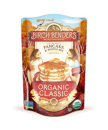 Organic Pancake and Waffle Mix, Classic Recipe by Birch Benders, Whole Grain, Non-GMO, Just Add Water, 16oz (Packaging may vary) 16 Ounce (Pack of 1)