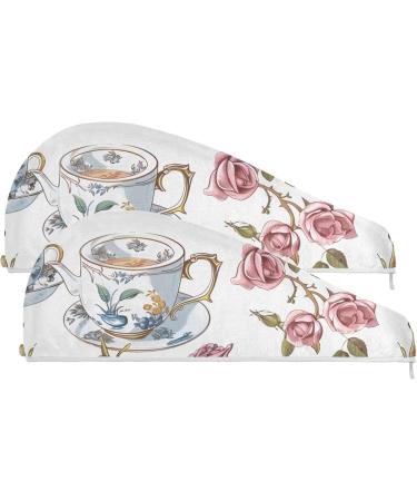 Flower Cups Hair Towel 2 Pack | Super Absorbent Quick Dry Turbans for Women & Girls - Buy Online on GoSupps.com