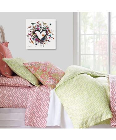 Yidepot Butterfly Canvas Print Wall Art for Bedroom - Heart Shaped Branches Surrounded by Colorful Butterflies - Love Themed Picture for Teen Girls - 50x50CM - Buy Online on GoSupps.com