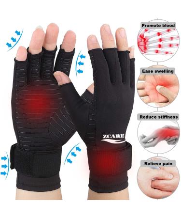 Copper Arthritis Gloves with Adjustable Wrist Strap - 2 Pairs for Men & Women - Pain Relief Compression Gloves for Arthritis, Carpal Tunnel, RSI - Large/X-Large Black - Buy Online on GoSupps.com