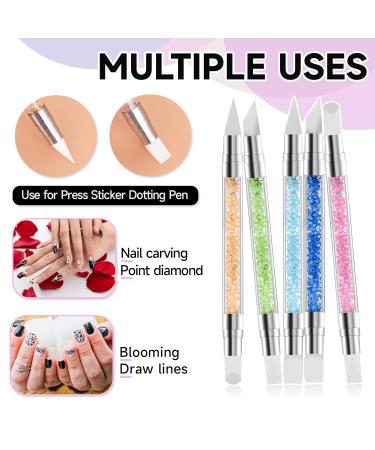 5 Pcs Dual Tipped Silicone Nail Tools - Acrylic Handle Nail Art Brushes for Home & Salon - Buy Online on GoSupps.com